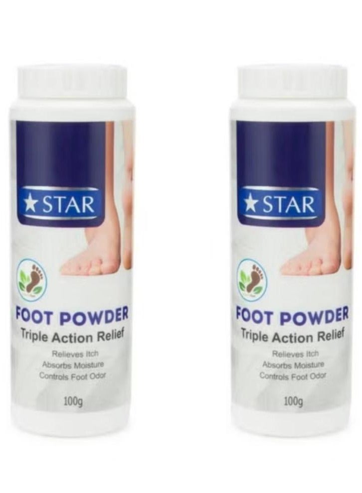 سز ستار بودرة القدم ثلاثية المفعول لتخفيف الآلام 100 جرام، قطعتان