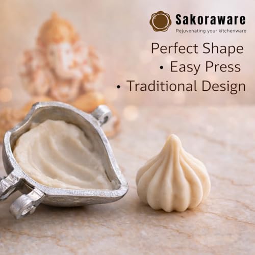 Sakoraware Aluminium Gujiya Karanji Maker | Gujia Mould Cutter Sacha Machine | Dumpling Maker Kitchen Moulds for Festivals (Silver) - Image 4