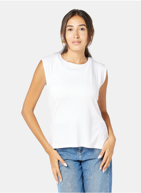 Carina Crew Neck Seamless Microfiber Sleeveless Top (Pack of 3) White