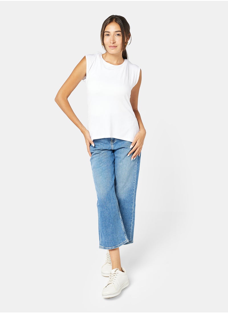 Carina - Carina Crew Neck Seamless Microfiber Sleeveless Top (Pack of 3) White - Image 1