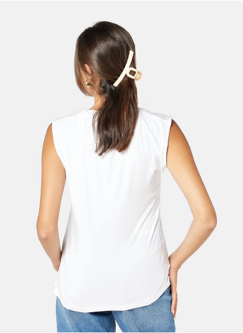Carina - Carina Crew Neck Seamless Microfiber Sleeveless Top (Pack of 3) White - Image 1