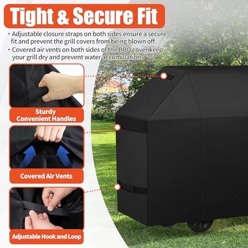 iCover غطاء شواية iCOVER 58 بوصة، غطاء شواية للشواء الخارجي، غطاء شواية BBQ مقاوم للماء 600D ثقيل، غطاء للشواء مضاد للأشعة فوق البنفسجية ومقاوم للتمزق، غطاء شواية غاز لـ Weber وChar-Broil وNexgrill وغيرها، - Image 4