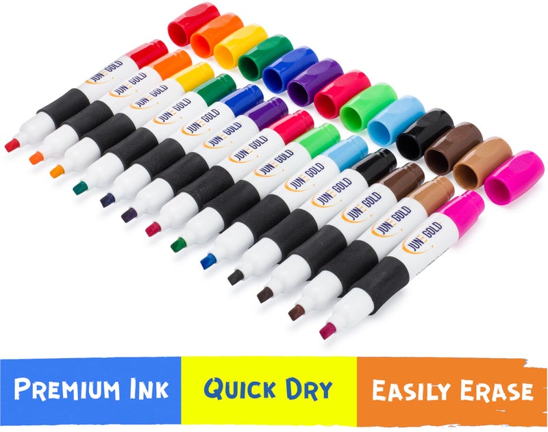 June Gold 39 Assorted Colored Dry Erase Whiteboard Markers, 13 Unique Colors, Chisel Tip, Low Odor, Comfortable Grip & Vivid Lines - Image 2
