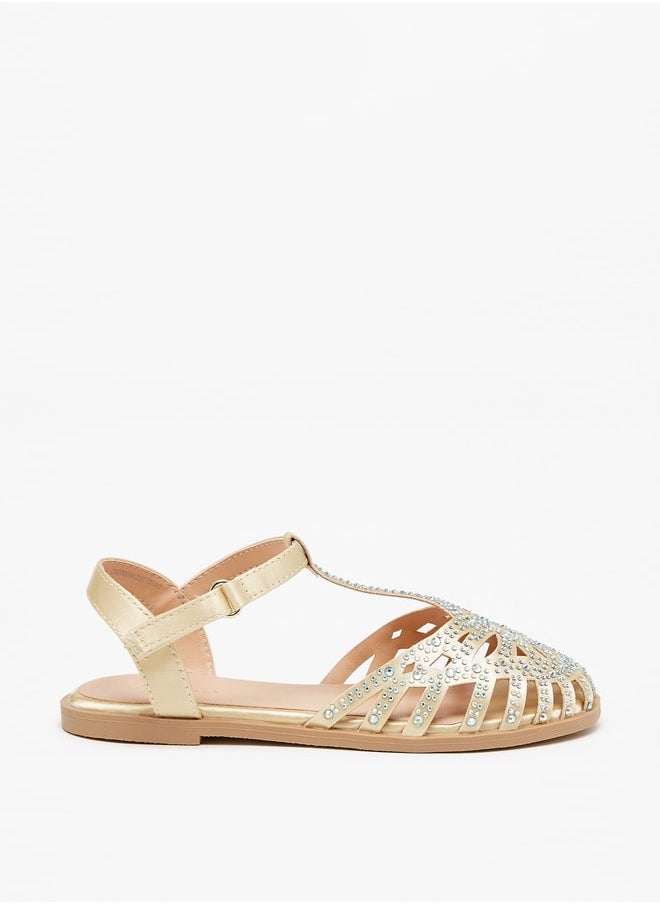 Flora Bella By Shoexpress - Girl's Embellished Sandals With Hook And Loop Closure Ramadan Collection - Image 1