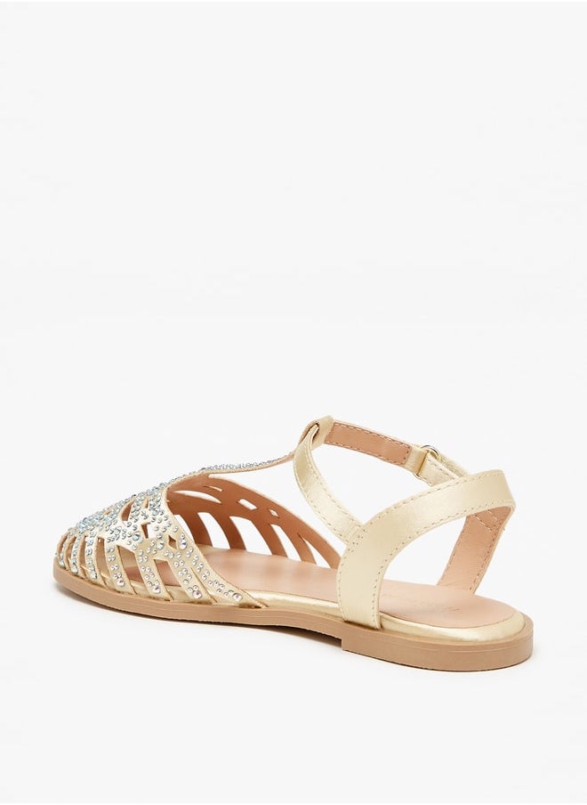 Flora Bella By Shoexpress - Girl's Embellished Sandals With Hook And Loop Closure Ramadan Collection - Image 1