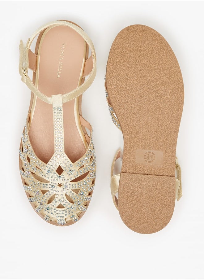 Flora Bella By Shoexpress - Girl's Embellished Sandals With Hook And Loop Closure Ramadan Collection - Image 1