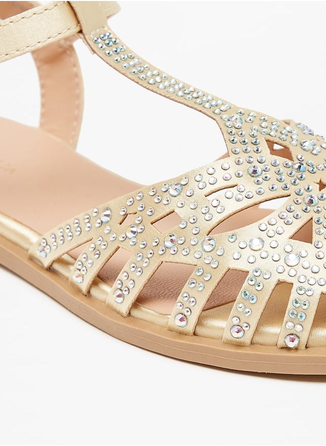 Flora Bella By Shoexpress - Girl's Embellished Sandals With Hook And Loop Closure Ramadan Collection - Image 1