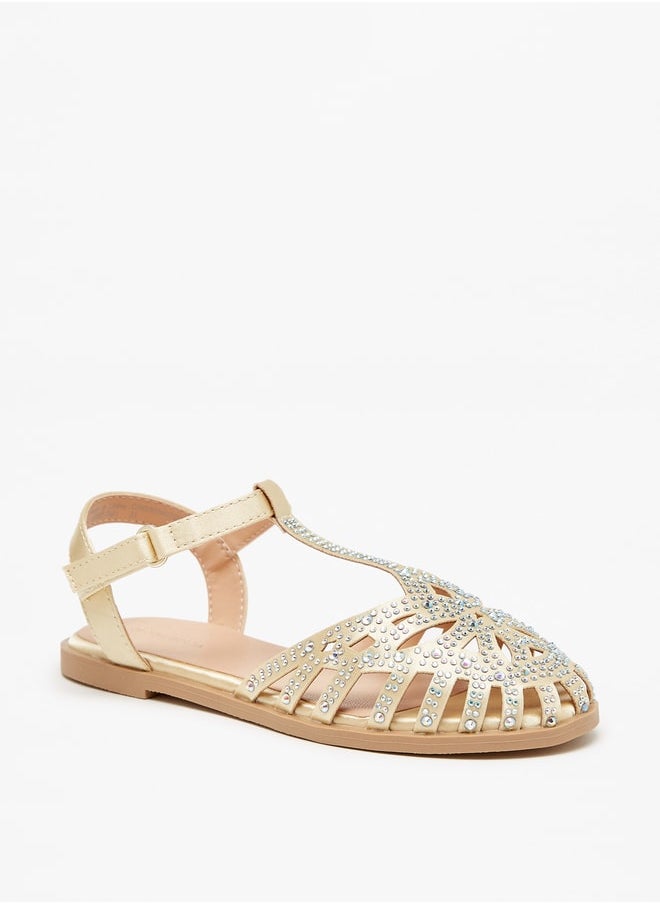 Flora Bella By Shoexpress - Girl's Embellished Sandals With Hook And Loop Closure Ramadan Collection - Image 1