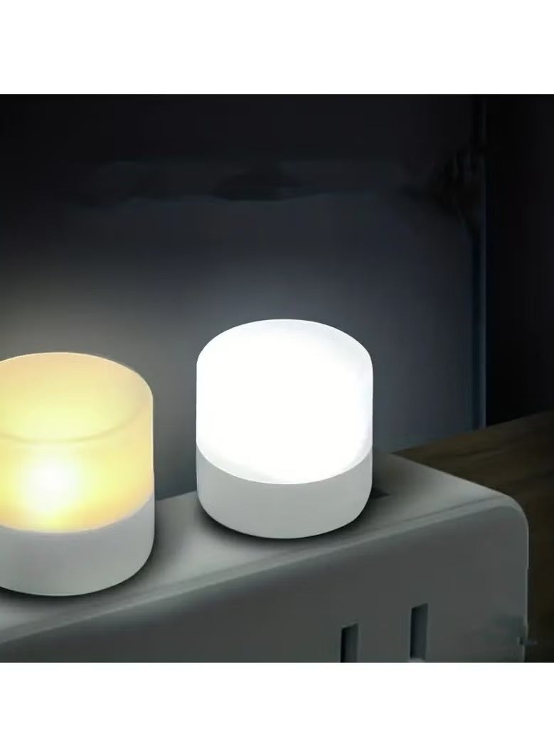 وناسة USB محمولة LED ضوء ليلي صغير صغير مستدير مصباح الكمبيوتر المحمول الطاقة الضوء الأبيض مع الاصفر - 2 قطعة - Image 4