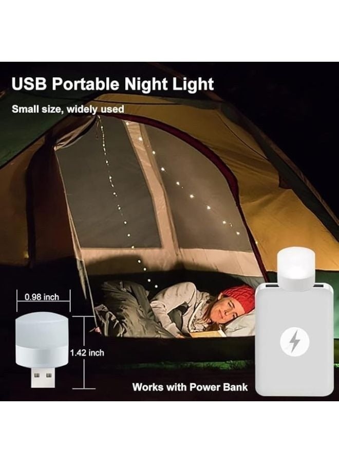 وناسة USB محمولة LED ضوء ليلي صغير صغير مستدير مصباح الكمبيوتر المحمول الطاقة الضوء الأبيض مع الاصفر - 2 قطعة - Image 2