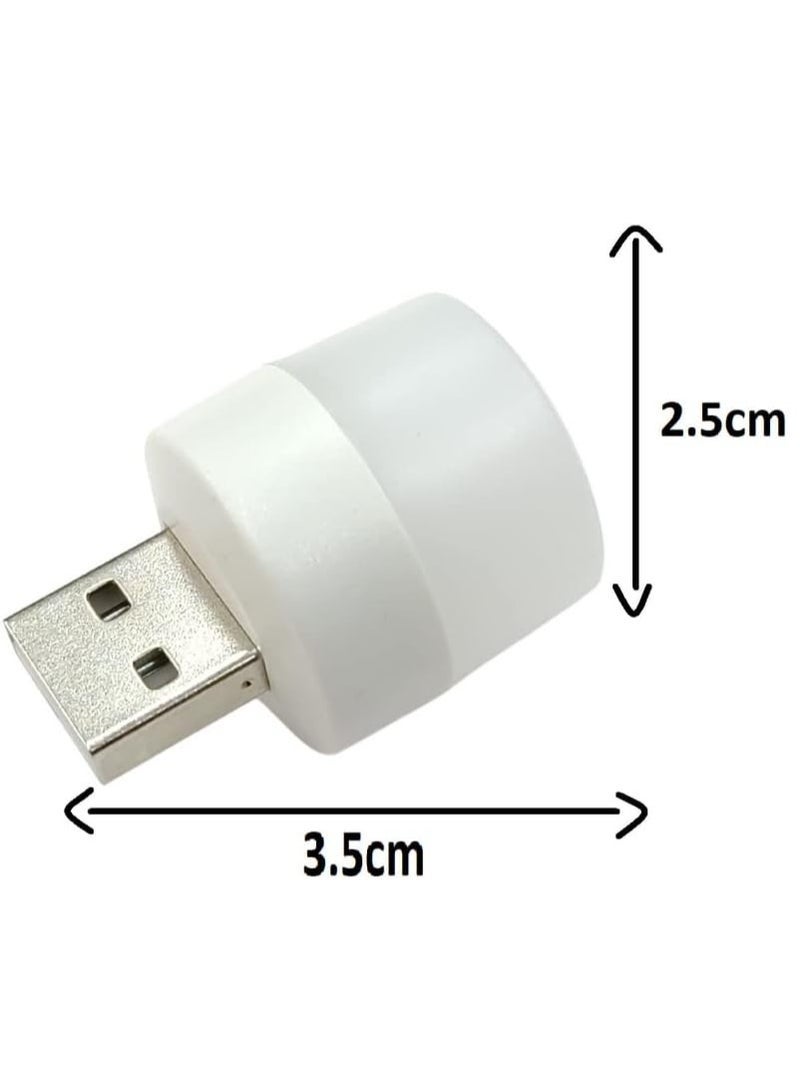 وناسة USB محمولة LED ضوء ليلي صغير صغير مستدير مصباح الكمبيوتر المحمول الطاقة الضوء الأبيض مع الاصفر - 2 قطعة - Image 1