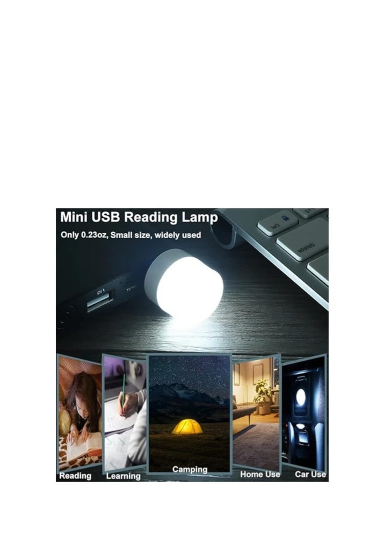 وناسة USB محمولة LED ضوء ليلي صغير صغير مستدير مصباح الكمبيوتر المحمول الطاقة الضوء الأبيض مع الاصفر - 2 قطعة - Image 5