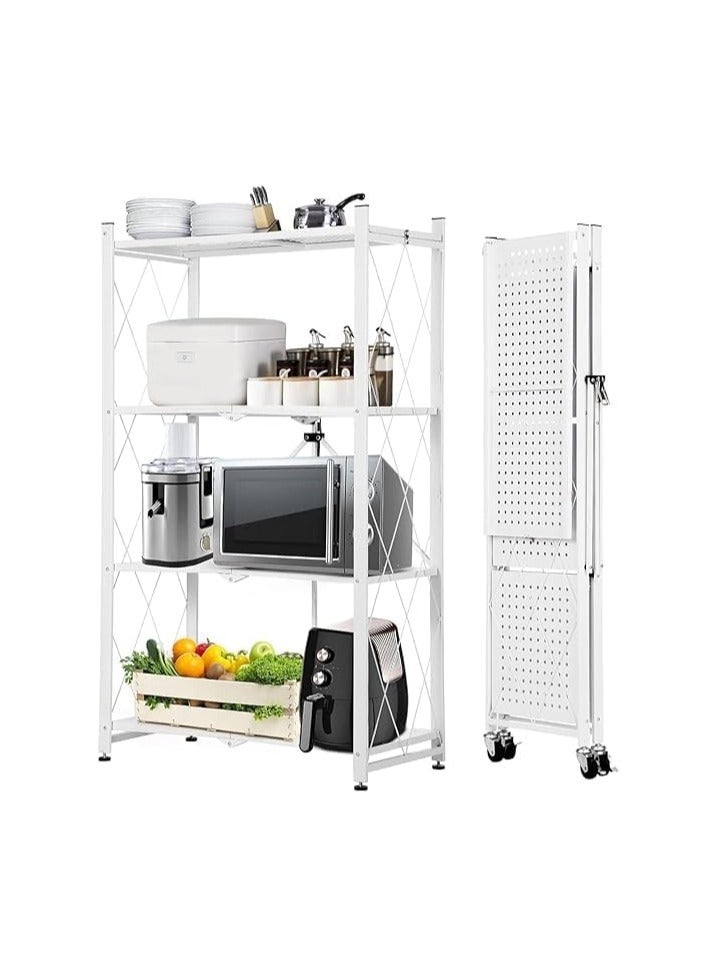 بونكا ارفف تخزين قابلة للطي بعجلات مكونه من 4 طبقات لون ابيض من بونكا - Image 1