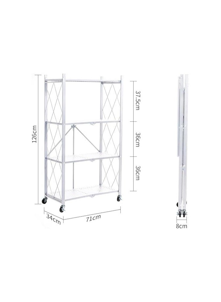 بونكا ارفف تخزين قابلة للطي بعجلات مكونه من 4 طبقات لون ابيض من بونكا - Image 2