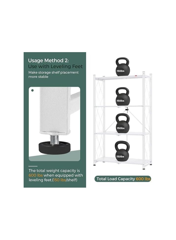 بونكا ارفف تخزين قابلة للطي بعجلات مكونه من 4 طبقات لون ابيض من بونكا - Image 3