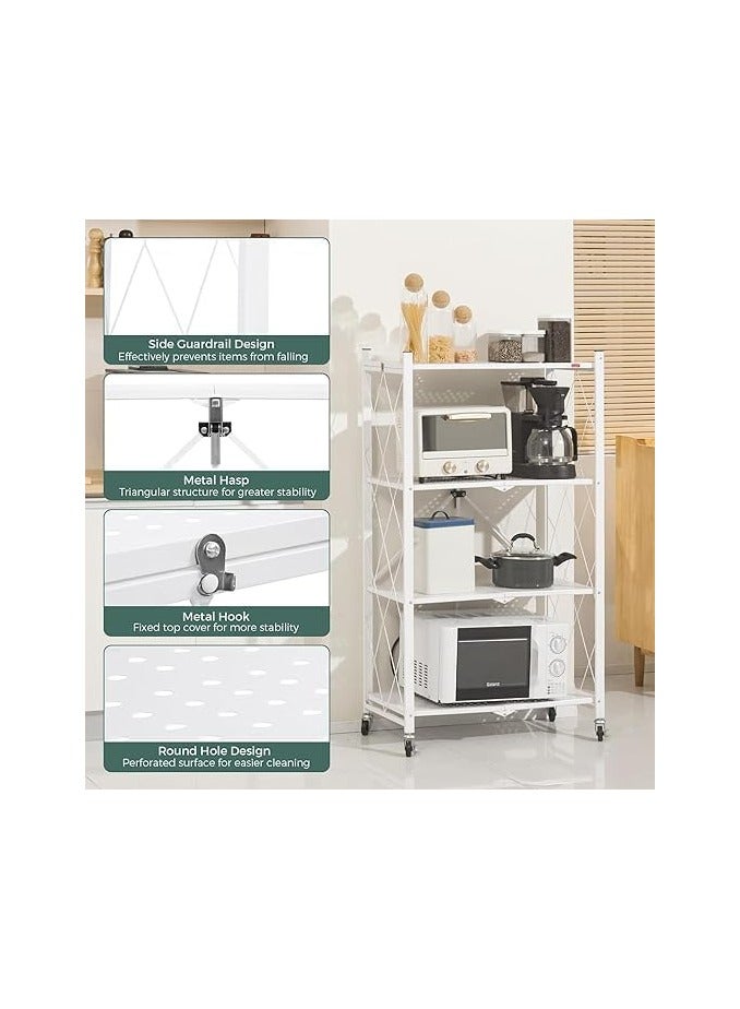 بونكا ارفف تخزين قابلة للطي بعجلات مكونه من 4 طبقات لون ابيض من بونكا - Image 5