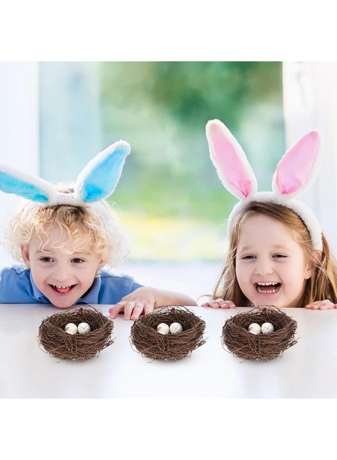 PRETYZOOM 16pcs Artificial Bird Nest Rattan with Fake Bird Eggs Easter Craft Home Decor Hummingbird Nest Party Kids Playset (4Pcs 3.9“ Bird Nest+12Pcs Bird Eggs) - Image 3