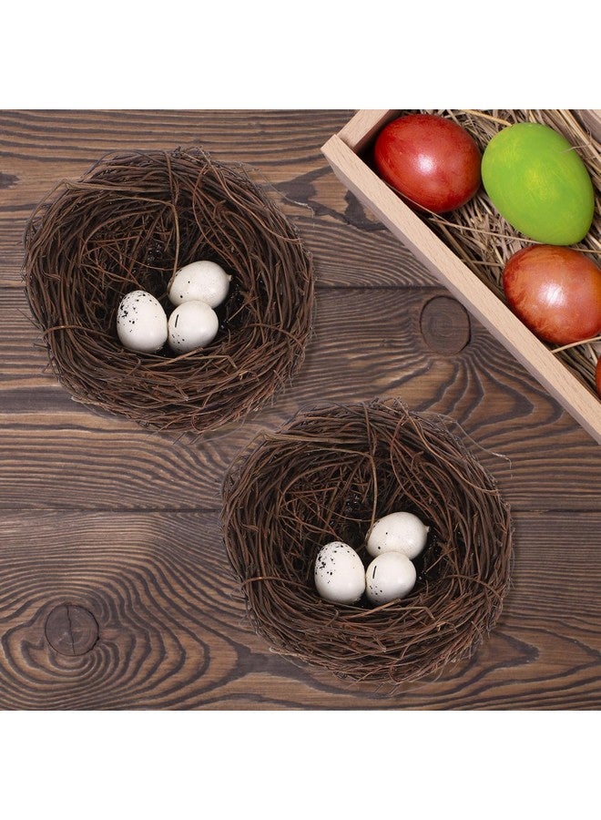 PRETYZOOM 16pcs Artificial Bird Nest Rattan with Fake Bird Eggs Easter Craft Home Decor Hummingbird Nest Party Kids Playset (4Pcs 3.9“ Bird Nest+12Pcs Bird Eggs) - Image 4
