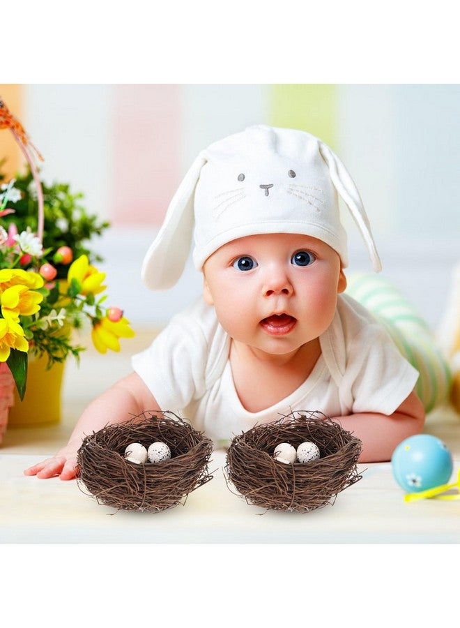 PRETYZOOM 16pcs Artificial Bird Nest Rattan with Fake Bird Eggs Easter Craft Home Decor Hummingbird Nest Party Kids Playset (4Pcs 3.9“ Bird Nest+12Pcs Bird Eggs) - Image 2