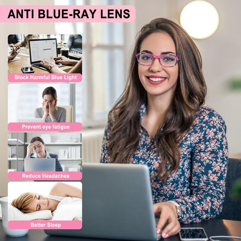 Bloexclu 6 Pack Reading Glasses For Women Men Blue Light Blocking Spring Hinge Computer Readers  Anti Eyestrain/Glare (6 Mixed C2  1.5  Diopters) - Image 3