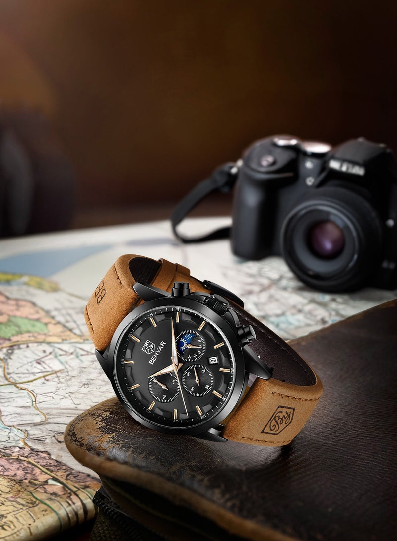 BENYAR BY BENYAR Mens Watches Analog Quartz Chronograph Waterproof Wrist Watches for Men Business Work Casual Designer Dress Watch with Calendar Elegant Gifts for Men - Image 4
