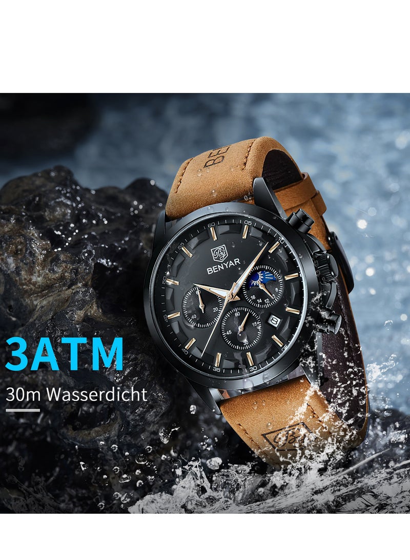BENYAR BY BENYAR Mens Watches Analog Quartz Chronograph Waterproof Wrist Watches for Men Business Work Casual Designer Dress Watch with Calendar Elegant Gifts for Men - Image 5
