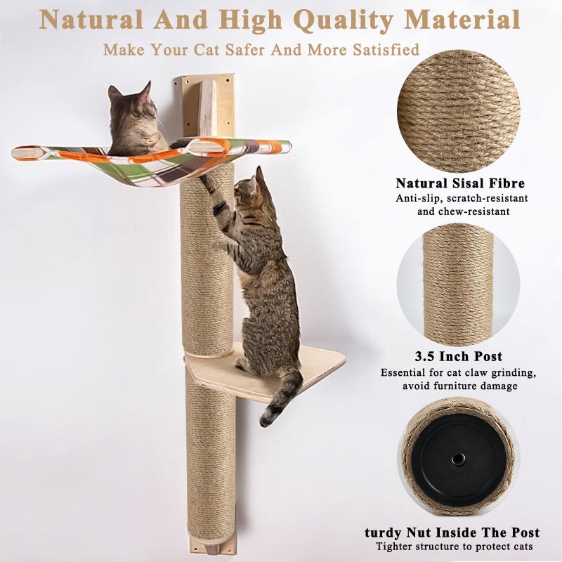 Lainballow 4 Pcs Cat Scratching Post Replacement, Natural Jute Pole Cat Tree Replacement Parts, Cat Scratch Pole with 8 M8 Screws and 1 Wrench for Indoor Kittens Tower (11.8 x 3.3 in) - Image 3
