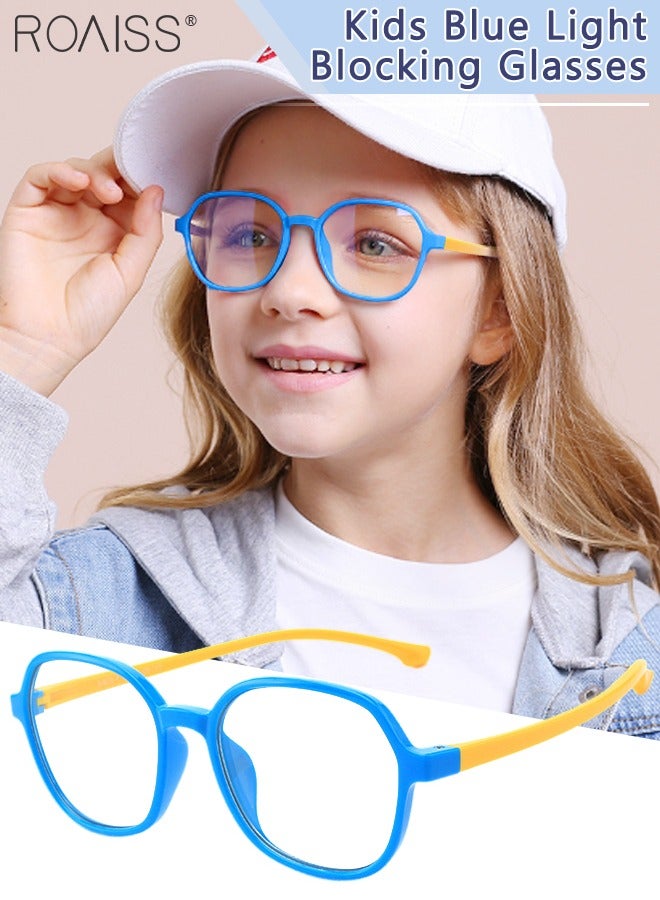 roaiss Kids Blue Light Blocking Glasses, Anti Eyestrain Computer Glasses, Gaming Eyewear UV400 Protection with Light Weight TR90 Frame for Boys Girls and Children Age 3-12, Blue and Yellow  - Image 1