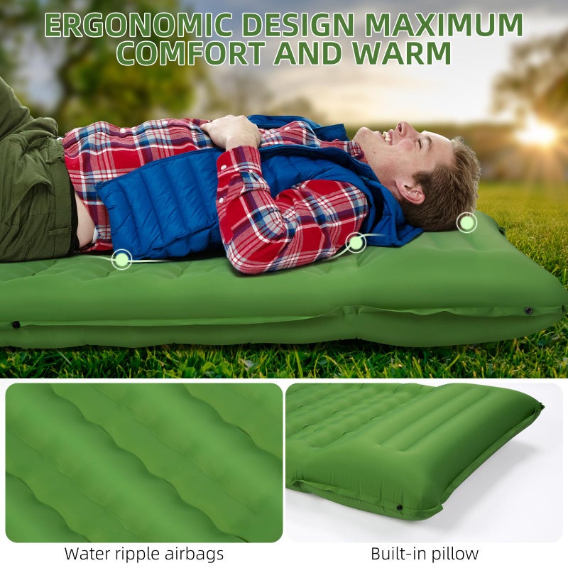 FNARMW Camping Sleeping Pad, Extra Thick 5 Inch Camping Mat with Pillow Built-in Foot Pump Inflatable Sleeping Pads Compact for Camping Backpacking Hiking Traveling Tentï¼ˆGreenï¼‰ - Image 2