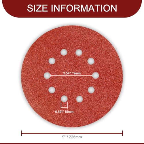 Awutzut 9 Inch 10 Holes Sanding Disc 40 Grit Drywall Sandpaper 30PCS for Popcorn Ceiling Sander Pads - Image 4