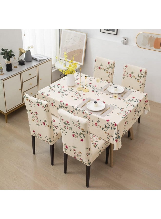 Styleys غطاء كرسي طعام ستايلز مع أغطية طاولات لمطبخ مقاوم للماء (غطاء طاولة 1 + 4 أغطية كراسي، زهرة توليب بيج، CTSD3128) - Image 1
