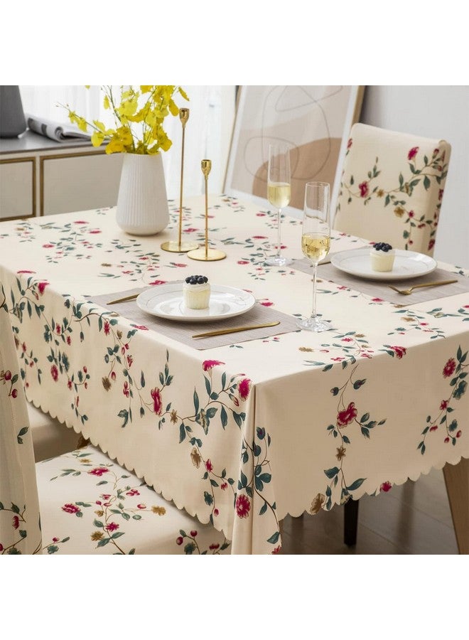 Styleys غطاء كرسي طعام ستايلز مع أغطية طاولات لمطبخ مقاوم للماء (غطاء طاولة 1 + 4 أغطية كراسي، زهرة توليب بيج، CTSD3128) - Image 3