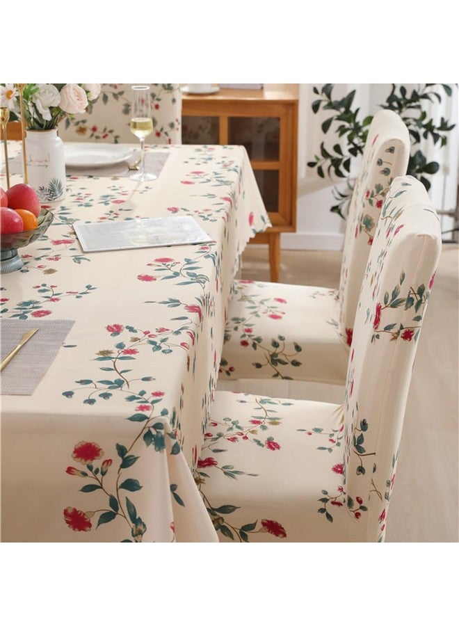 Styleys غطاء كرسي طعام ستايلز مع أغطية طاولات لمطبخ مقاوم للماء (غطاء طاولة 1 + 4 أغطية كراسي، زهرة توليب بيج، CTSD3128) - Image 4