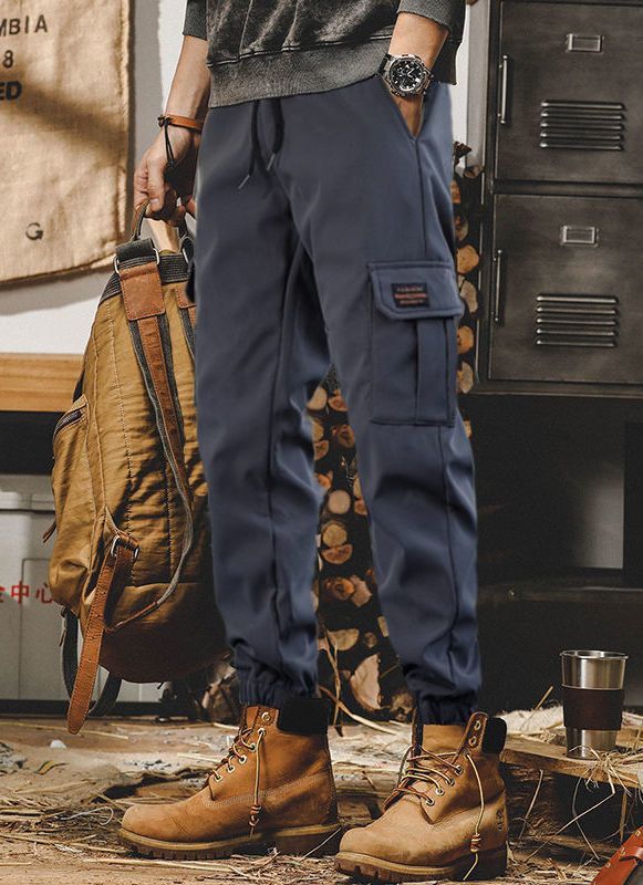 American Style Mens Workwear Pants Spring Autumn Casual Loose Trousers Harlan Straight Leg Polyester Fiber Non-Elastic Black overalls  - Image 3