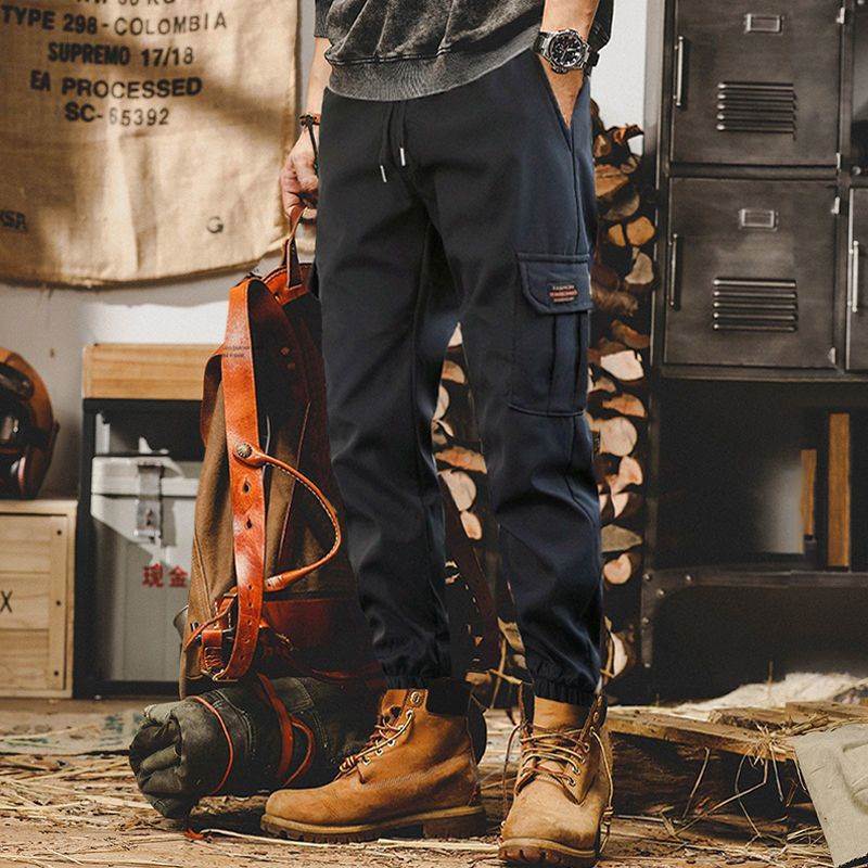 American Style Mens Workwear Pants Spring Autumn Casual Loose Trousers Harlan Straight Leg Polyester Fiber Non-Elastic Black overalls  - Image 1