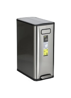 EKO Ecofly Dual Compartment Recycling Step Trash Can Silver 40 L EK9377MT-20L+20L  - Image 3