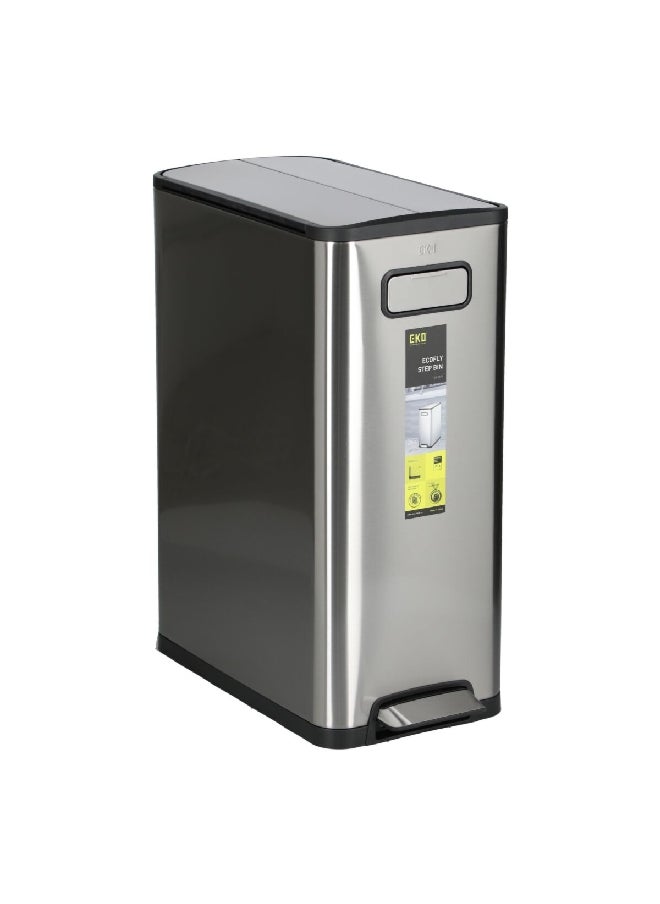 EKO Ecofly Dual Compartment Recycling Step Trash Can Silver 40 L EK9377MT-20L+20L  - Image 3