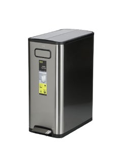 EKO Ecofly Dual Compartment Recycling Step Trash Can Silver 40 L EK9377MT-20L+20L  - Image 2
