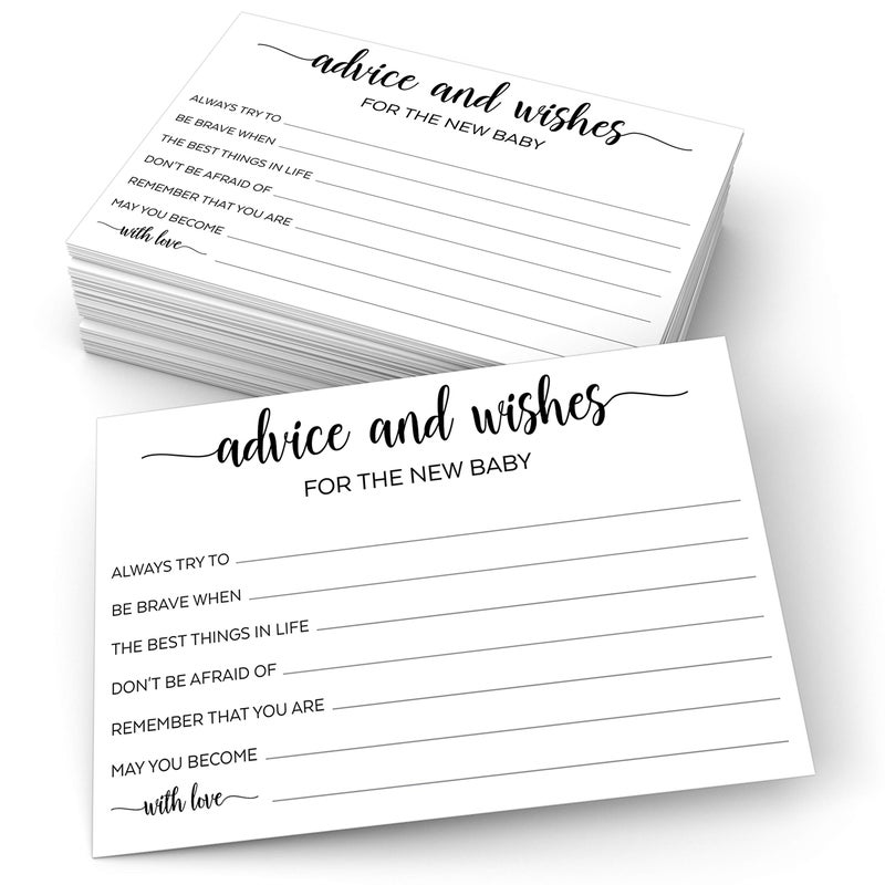 321Done Advice and Wishes for the New Baby, Made in USA - 4x6 White, Fun Baby Shower Game Ideas for Mom-To-Be, Parents-To-Be, Gender Reveal Party Supply, Decorations, Keepsake - 50 Cards - Image 1
