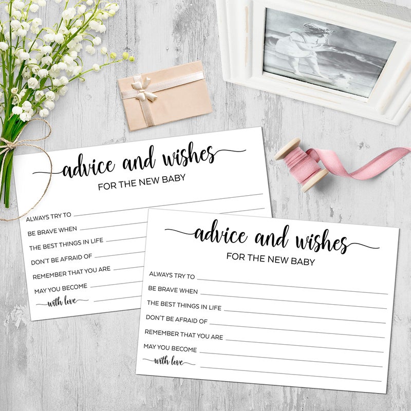 321Done Advice and Wishes for the New Baby, Made in USA - 4x6 White, Fun Baby Shower Game Ideas for Mom-To-Be, Parents-To-Be, Gender Reveal Party Supply, Decorations, Keepsake - 50 Cards - Image 3