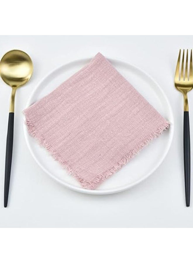 12 Pcs Fringe Napkins Bulk Cloth Cotton Soft 42 x 42cm Rustic Reusable Washable Festive Square Table Napkins with Fringe for Parties Wedding Restaurant Table Accessory - Image 4