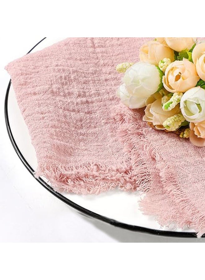 12 Pcs Fringe Napkins Bulk Cloth Cotton Soft 42 x 42cm Rustic Reusable Washable Festive Square Table Napkins with Fringe for Parties Wedding Restaurant Table Accessory - Image 2
