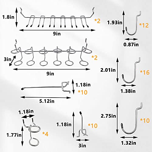 BELLO YON 258pcs Pegboard Hooks, Pegboard Accessories Organizer Kit, Pegboard Set for Organizing Various Tools, Metal Pegboard Hooks Assortment, Peg Board Bins, Peg Lock - Image 4