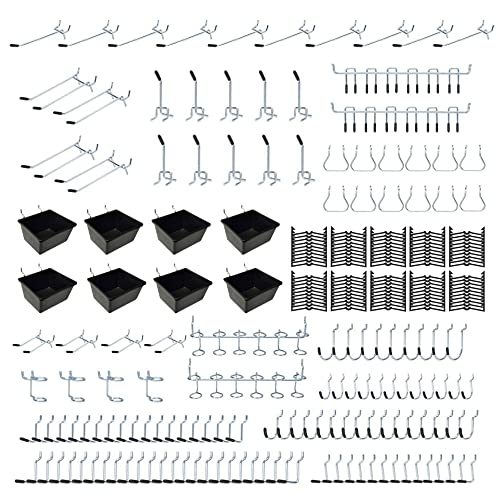 BELLO YON 258pcs Pegboard Hooks, Pegboard Accessories Organizer Kit, Pegboard Set for Organizing Various Tools, Metal Pegboard Hooks Assortment, Peg Board Bins, Peg Lock - Image 1