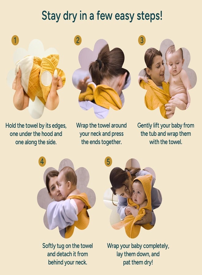 NINTARABABY Hooded Towel - 100% Organic Premium Muslin Cotton, 30" x 30", Ultra-Absorbent, Soft, Breathable, Hypoallergenic, Multipurpose, Gifts for Babies & Infants - Image 5