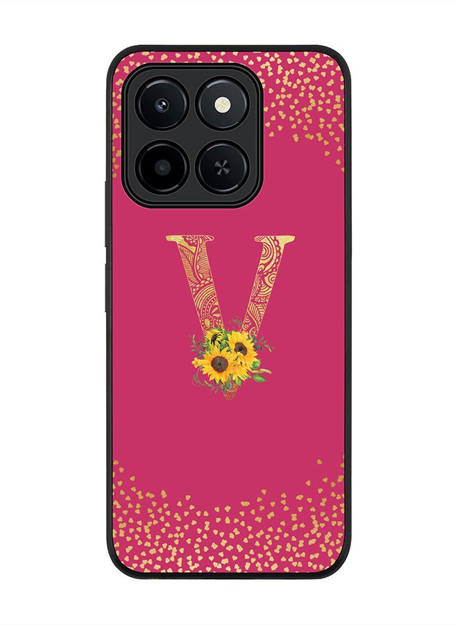 Stylizedd For Honor X6c Case,Slim fit Camera Protection, Shockproof Thin Phone cover  - Custom Floral Monogram - V ( Deep Pink )
