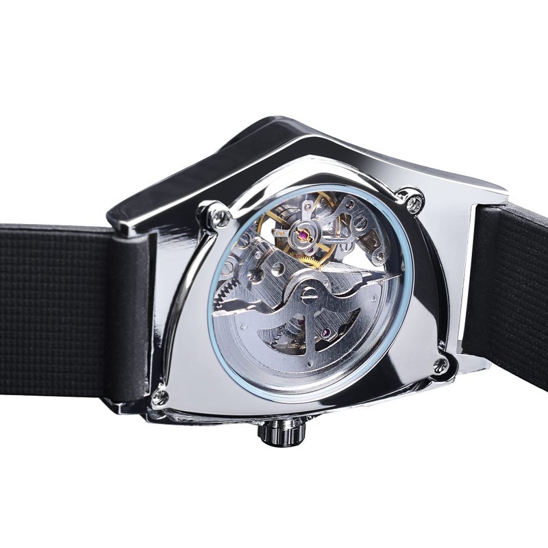 FORSINING Skeleton Watches for Men, Automatic Mechanical Watch with Triangle Dial, Luminous Self Winding Watches Stainless Steel Bracelet or Soft Silicone Strap - Image 5