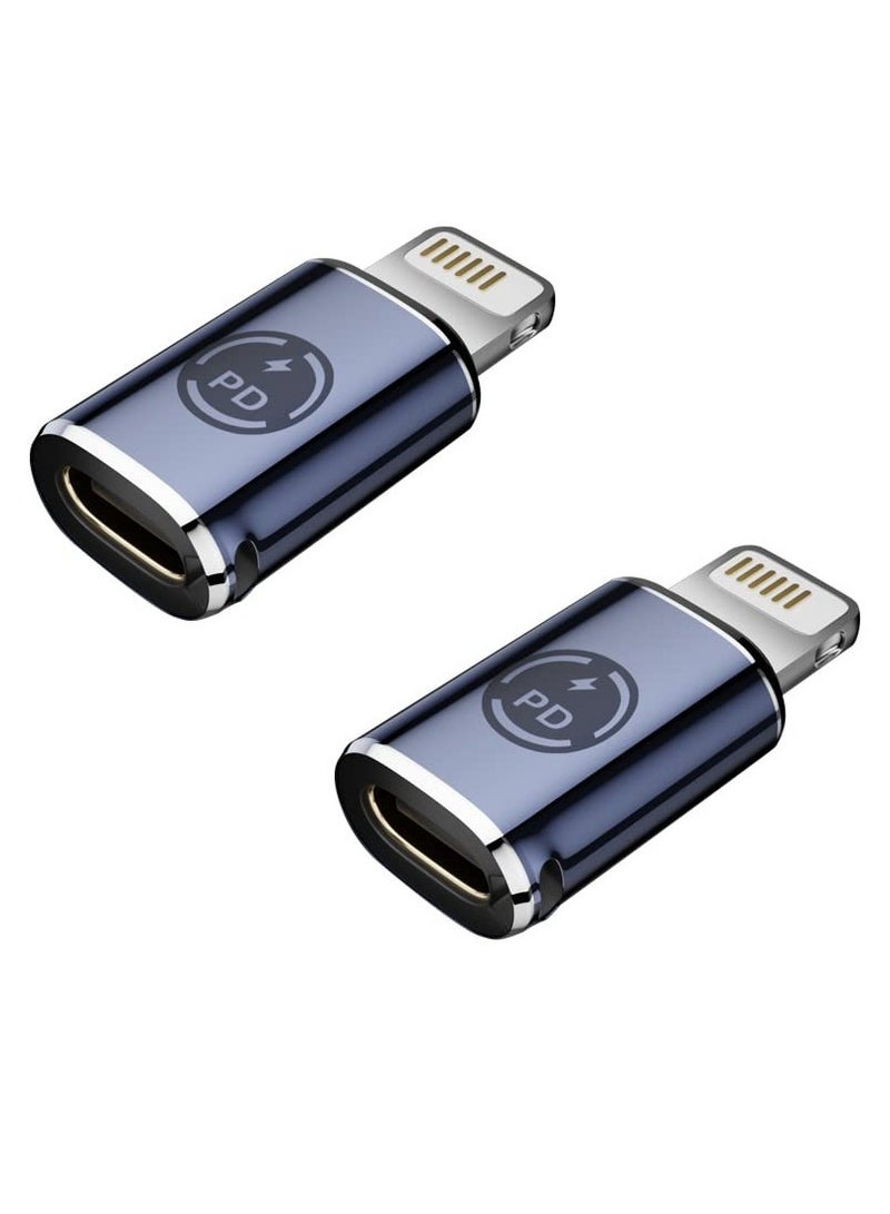 Excefore USB C to light-ning adapter, 2 Pcs Type C Female to light-ning Male Adapter, Support 27W PD Charging, Type C harging Data Transmission, Compatible for iPhone 12/11/8 X XR/XS/SE/7Plus Max pad Air  - Image 1