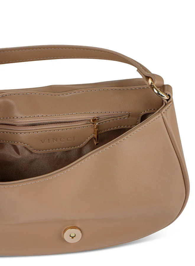 Vincci Women Solid Shoulder Bag with Adjustable Strap And Zip Closure