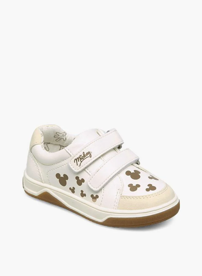 ديزني Boys Mickey Mouse Print Hook and Loop Sneakers